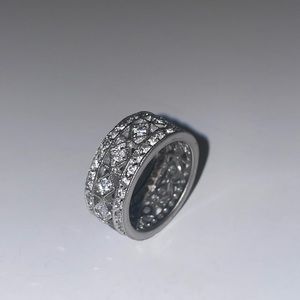Sterling silver vintage CZ eternity ring size 7